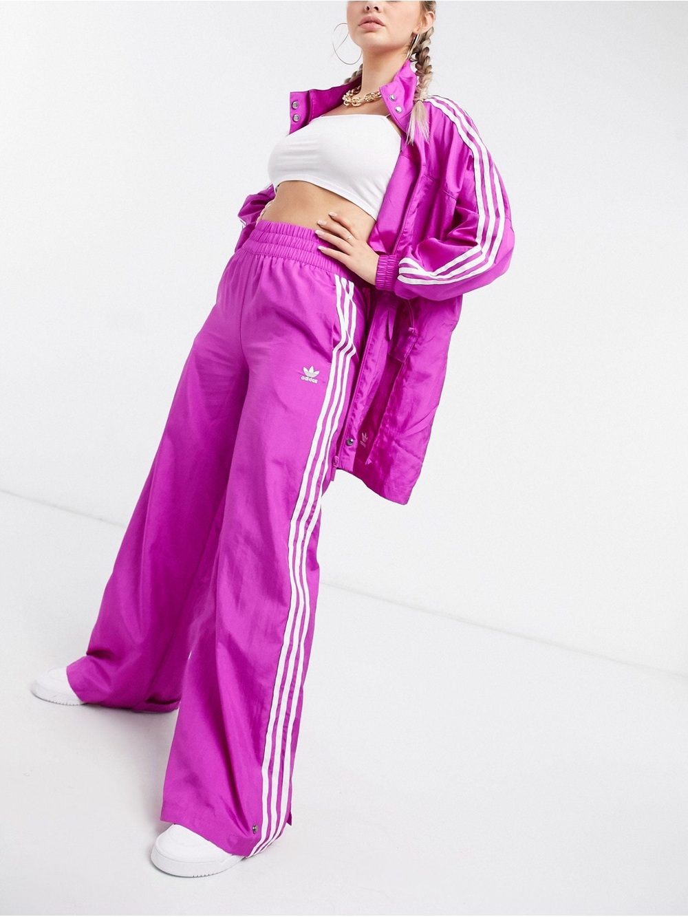 adidas Originals Women's Bellista Pink Wide Leg Track Pants